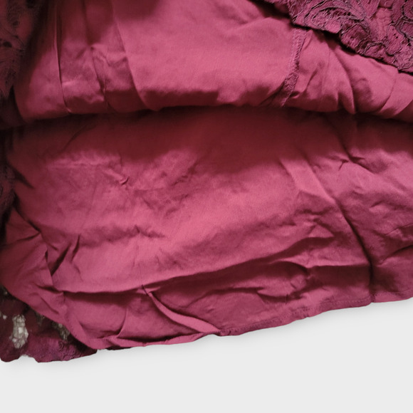 Altar'd State Calysta Burgundy Floral Lace Embroidered Long Sleeve Mini Dress XS - Picture 6 of 6